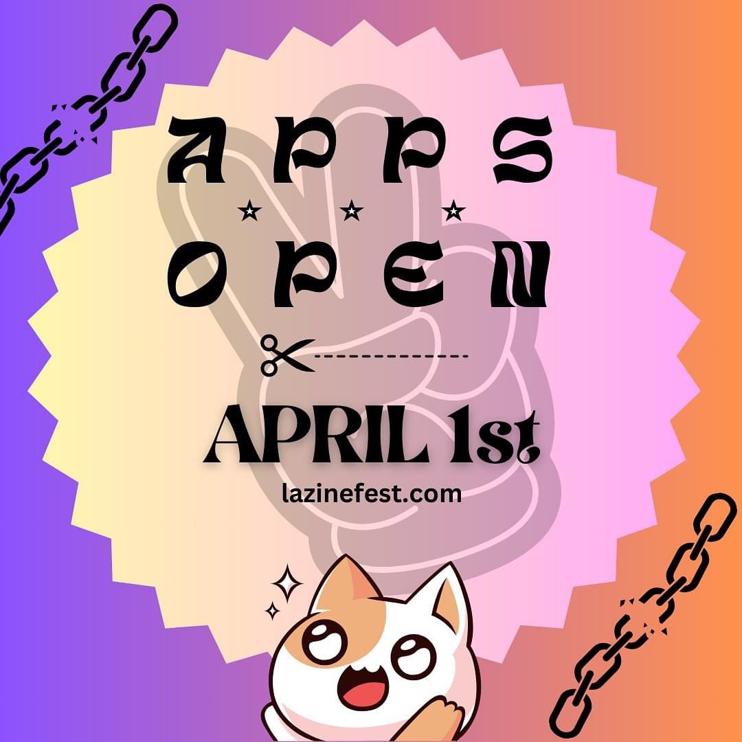 🚨‼️ Mark your calendars! Applications for our 2024 fest will open up Monday, April 1st! We are so excited and can’t wait to see everyone’s zines! ‼️🚨 #zines #zine #lazf