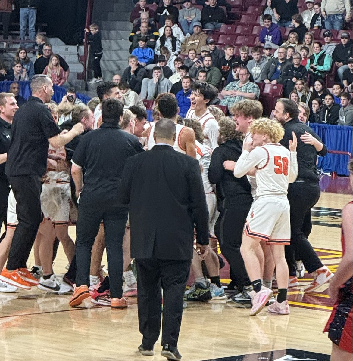 Let the celebration begin as Cherry wins 78-40 to claim the Class A boys state championship. Noah Asuma led the way but all 5 starters finished in double figures. Congrats to Coach Christianson and his team  <a href="/AliciaTipcke/">Alicia Tipcke</a> @bruce_hoops @NKSpartansBBB