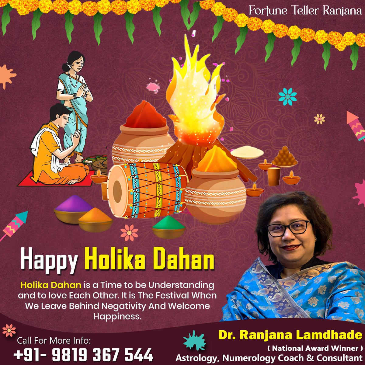 𝗛𝗮𝗽𝗽𝘆 𝗛𝗼𝗹𝗶𝗸𝗮 𝗗𝗮𝗵𝗮𝗻
Holika Dahan is a Time to be Understanding
and to love Each Other. It is The Festival When We Leave Behind Negativity And Welcome Happiness.
.
.
.
#fortunetellerranjana #drranjnalamdhade #holikadahan2024 #holikadahan #holikaholika #holifestival