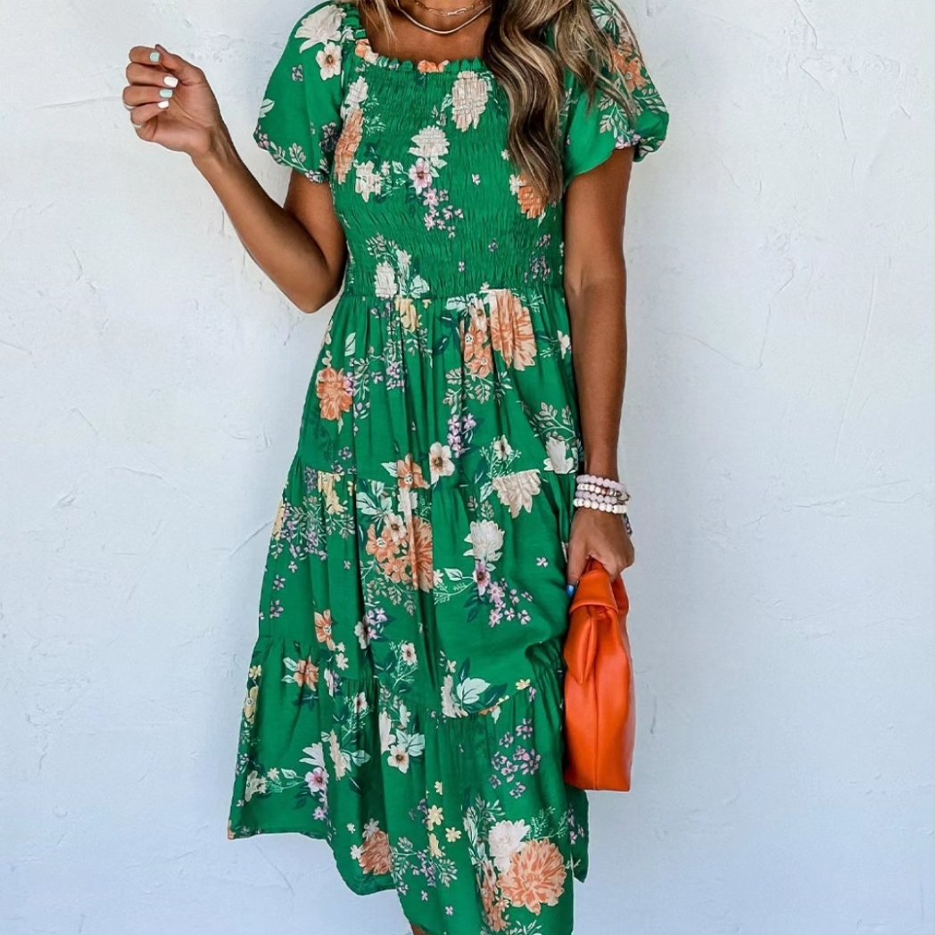 Embrace the beauty of nature in our stunning green floral maxi dress! #FloralMaxi #GreenFashion #SummerStyle #BohoChic #MaxiDress #Fashionista #OOTD #FloralVibes #SummerFashion #DressGoals #WomenStyle #FashionInspo #OutfitInspiration #InstaFashion #Greenery #FloralLove #Dress