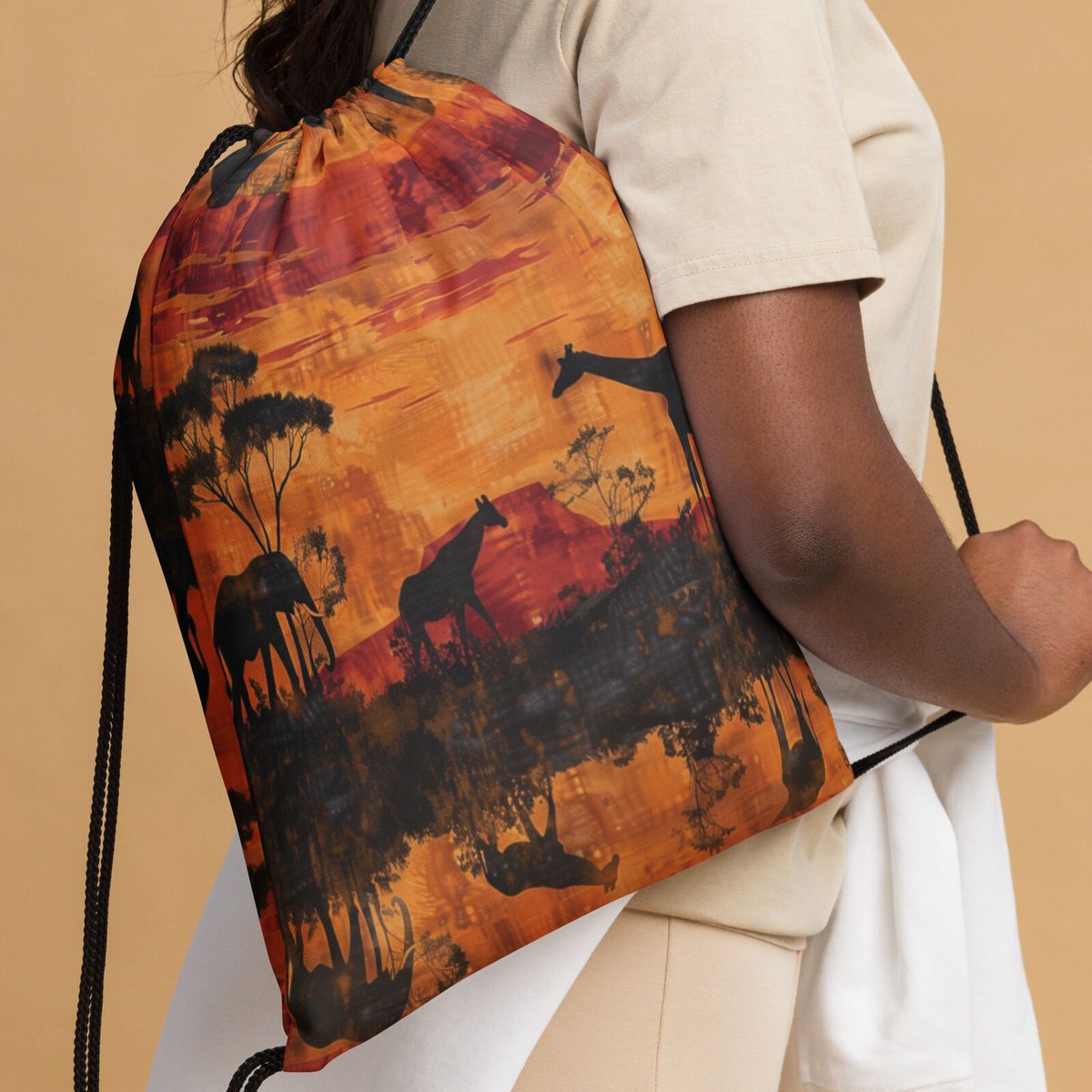 Experience Africa's beauty with our Safari Sunset Drawstring Bag! Perfect for daily adventures or as a unique gift. Shop now! #SafariFashion #AfricanInspired #EthicalFashion #DrawstringBag #GiftIdeas #eBay #bwdesignsmerch Check it out: tinyurl.com/yszwj7w7 via @eBay