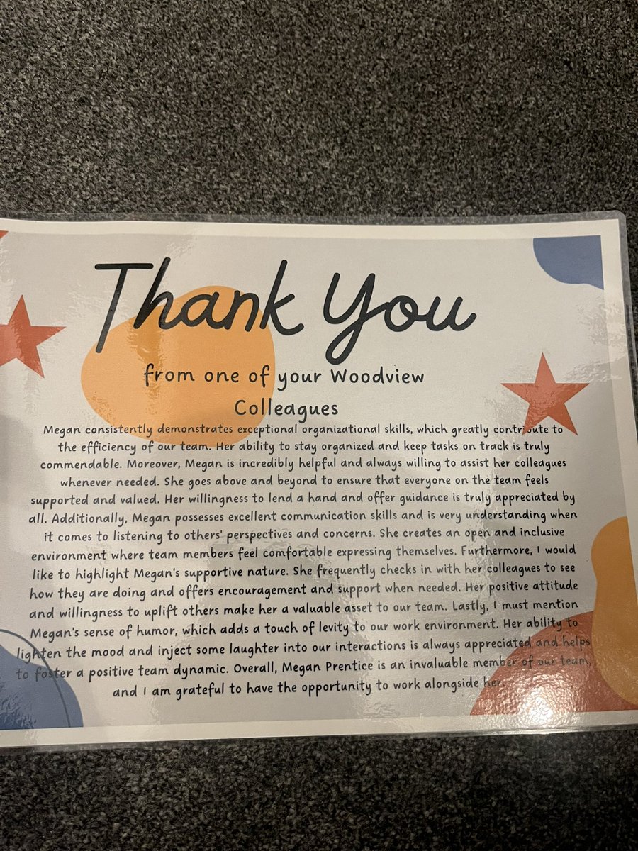 Some wonderful and encouraging words from my colleagues which was presented to me ♥️ thank you so much, I will always try my best to make sure everyone feels supported and valued #teamwork #thankyou @wearewoodview