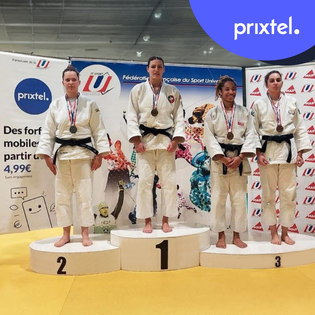 Bravo aux championnes de France universitaires de judo -70kg : n°1 @EloïseCASTEIGBOU, n° 2 Lyse BOUDOU, n°3 Maylis OLIVIER et Astrid AFANKEJIAN 🥇🥋👏 Prixtel, fier de soutenir la @FFSportU