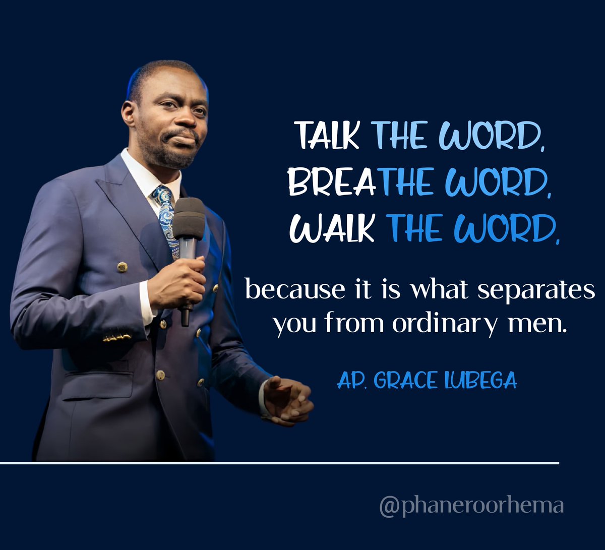 Talk the Word, breathe the Word, walk the Word because it is what separates you from ordinary men. Every time you manifest the truths in the Word, it is the Word cutting asunder and making distinction between you and the men of this world. Ap. Grace Lubega #PhanerooRhema