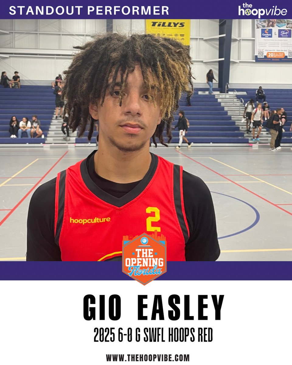 17U: #FloridaOpening

2025 6-0 SWFL Hoops Red G Gio Easley (Cypress Lake) is the motor for his squad. Pushed pace, attacked rim &amp; showed ability to score at all 3 levels. See’s the court well &amp; does good job facilitating. Ended game with 28 pts in loss to BTI Pressure Unsigned