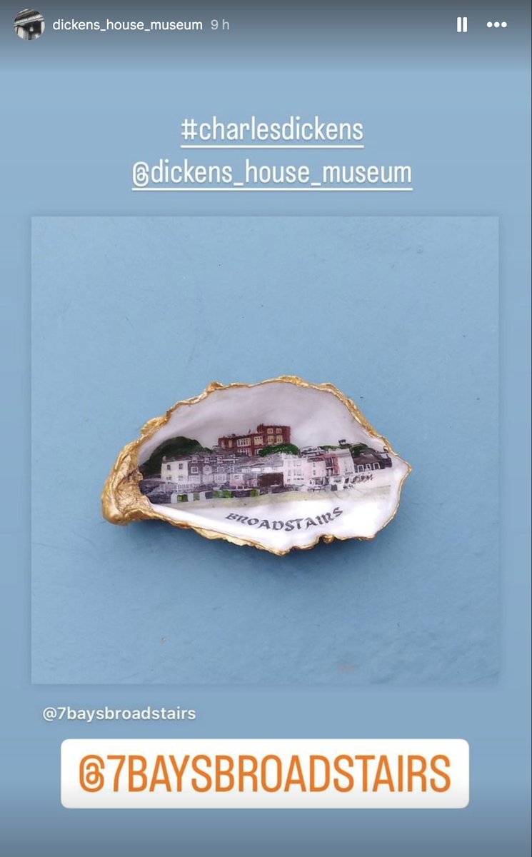 #Dickens House Museum, #Broadstairs re opens for the season next week...so here's a handpainted oyster shell featuring Bleak House (Fort House back in Dickens' day, and his favourite Broadstairs seaside home)