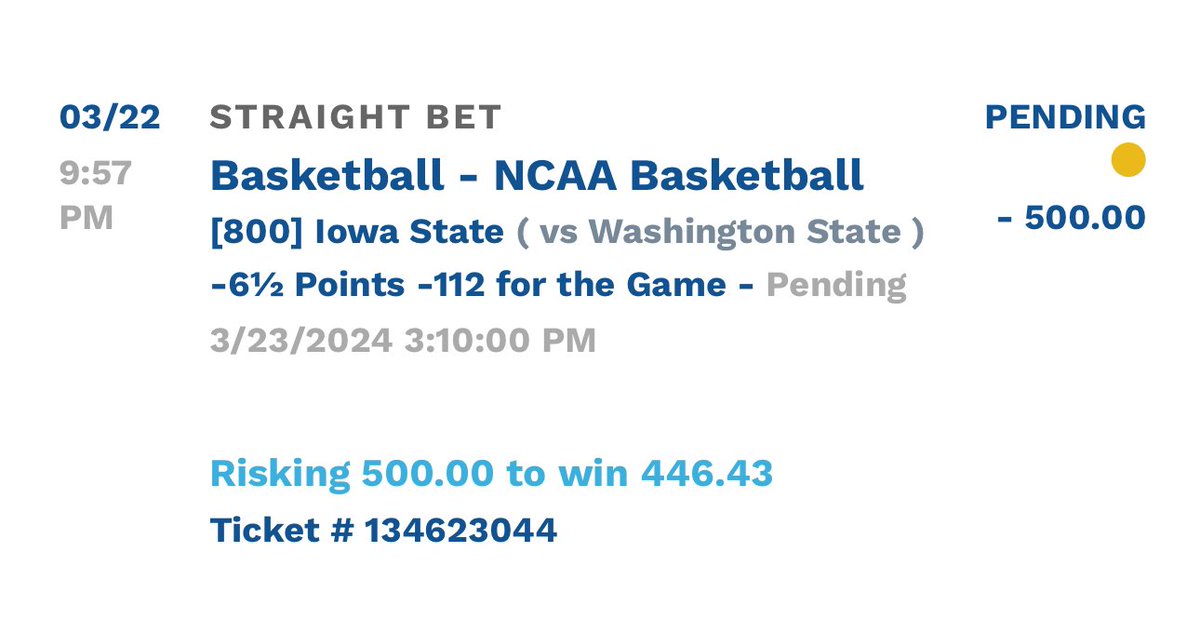 pardonmypick's tweet image. SENDING TODAYS MAX 🐳🐳🐳 TO A FEW THAT RETWEET ‼️

CBB FREEPLAY!!! 🏀

IOWA STATE -6.5

DROP A LIKE IF UR TAILING!!! 🔥🔥🔥