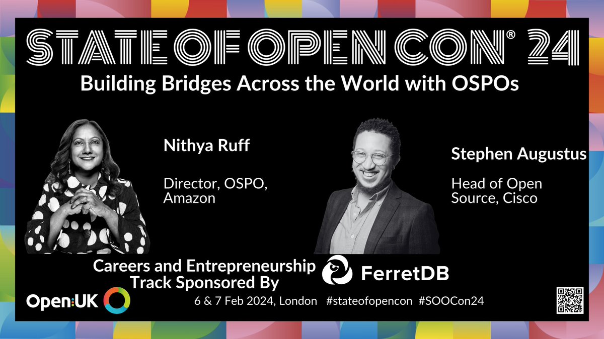 💫 Open Source Program Offices (OSPOs) are becoming central hubs for driving open source initiatives and fostering collaboration across diverse domains. Watch this talk by @nithyaruff and @stephenaugustus. at SOOCon24! [youtube.com/watch?v=Qz-zp7…] #soocon24 #soocon25 #opensource
