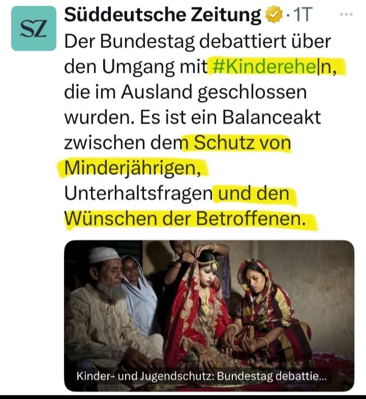 Dafür braucht es eigentlich keine Bundestagsdebatte, Kinderehen sind in Deutschland gesetzlich nicht erlaubt. Und wenn jemand meint das haben zu müssen, kann er in sein Heimatland zurückkehren, dort kann er dann all seine Perversionen ausleben. Nur noch ekelhaft was hier läuft.