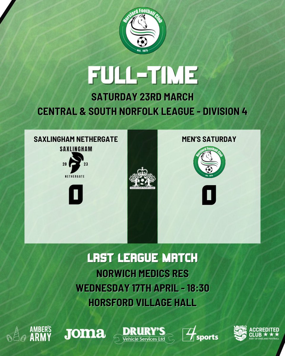 The Men’s Saturday side faced @SNethergate in a potential title decider today. An end to end game where neither side could find a clear cut opportunity to score. The Greens can clinch the league title with a point against Norwich Medics on Wednesday 17th April. #norfolkfootball