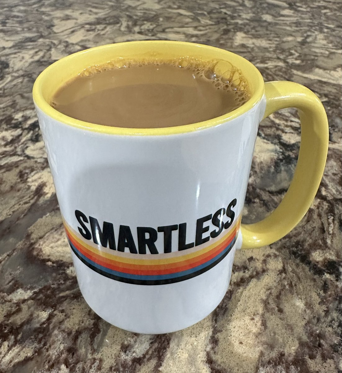 Enjoying this morning’s coffee with my @SmartLess coffee mug, part of bday present from my daughter. Makes my coffee taste better for certain! 😀☕️