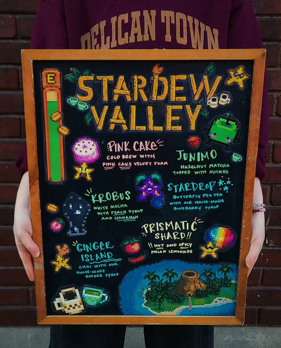 Happy update day! My cafe is so excited that we came up with this featured menu to celebrate! posted by u/mandapanda1988. Post url: shorturl.at/ehHIR #StardewValley #Stardew
