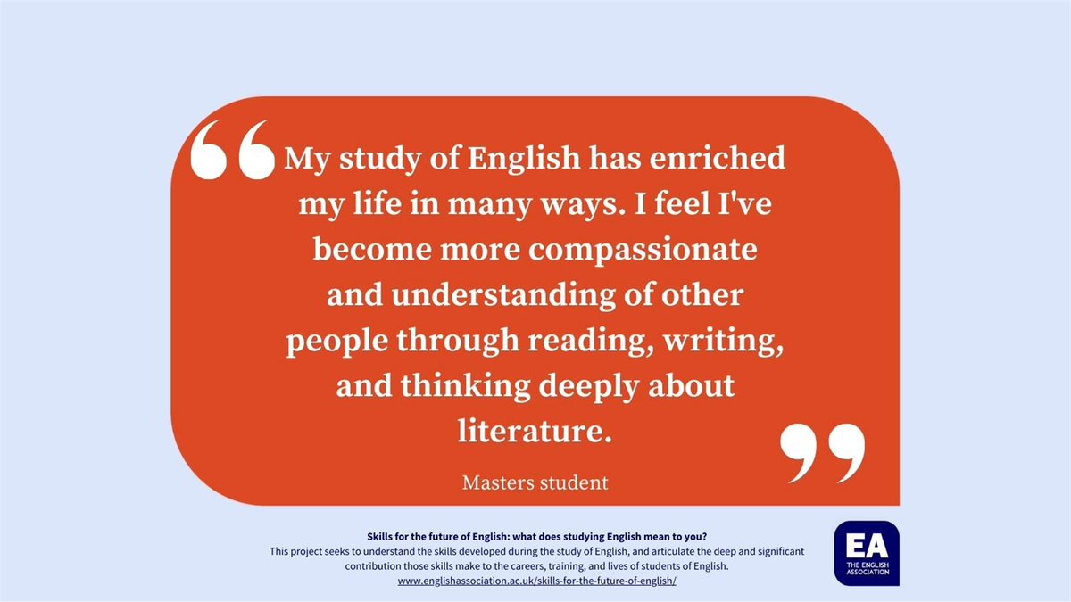 What students studying English, from GCSE to PhD, say. Here are some of the slides from my talk at @UnivEnglish yesterday, sharing the working of @cathy_shrank and @EnglishAssoc 🧵