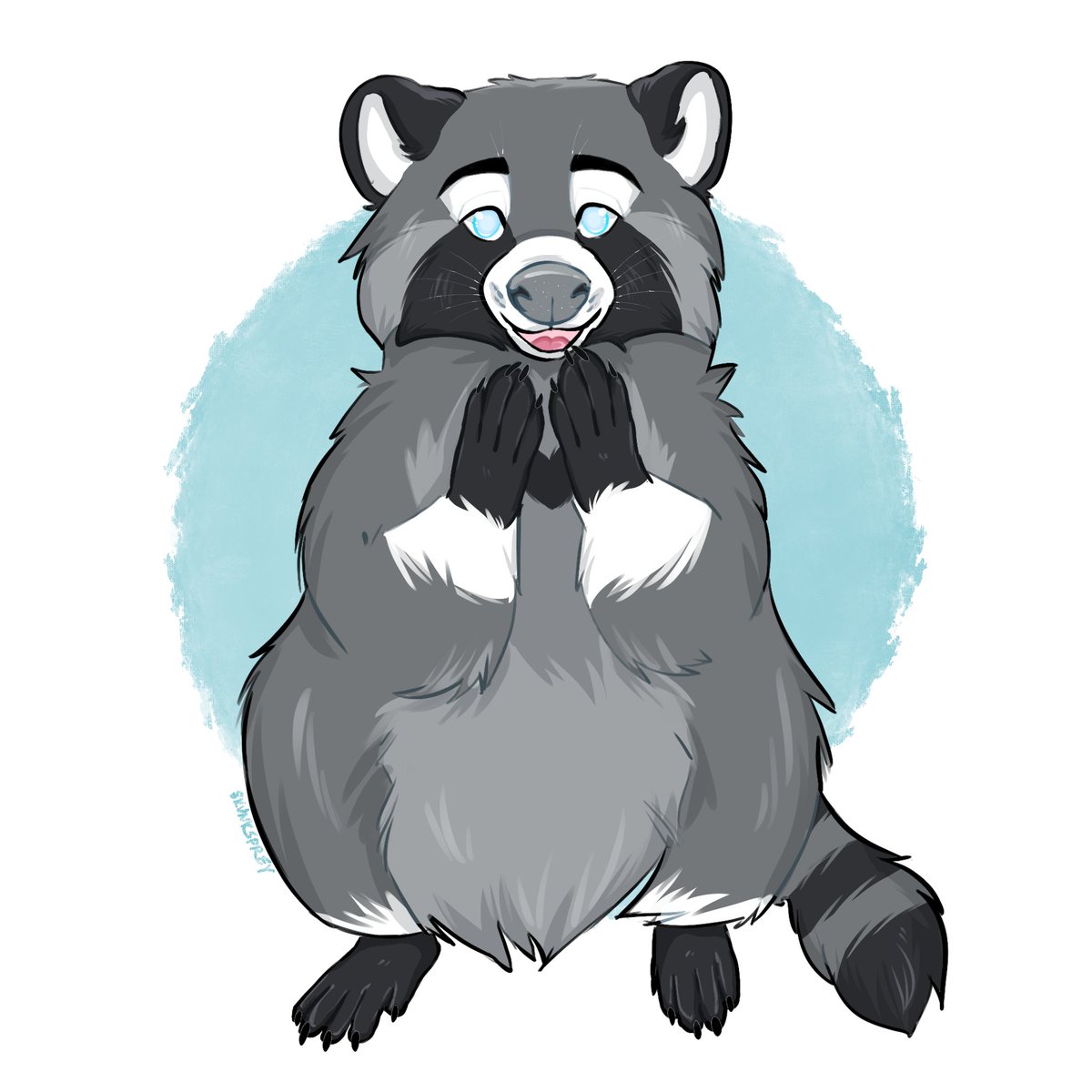 Bringing back my blind raccoon character, Andy, I made in 2016 🩶🦝

#furryart #raccoonart