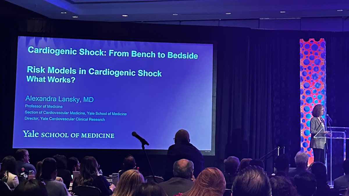 Let's talk about risk scores in cardiogenic shock! Dr. Lansky @AlexandraLansky presents a fantastic talk at #HSS24 on available risk scores and their utility in cardiogenic shock. @HoustonShockHSS @CardioNerds
