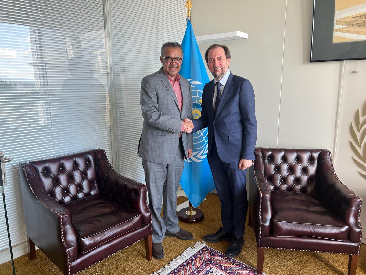 Pleased to welcome Zeid Ra’ad Al Hussein, @ipinst President and Chief Executive Officer, at @WHO today. We had a very productive discussion about the ongoing Member States’ negotiations on the Pandemic Agreement, and the importance to ensure equity is at the centre of the