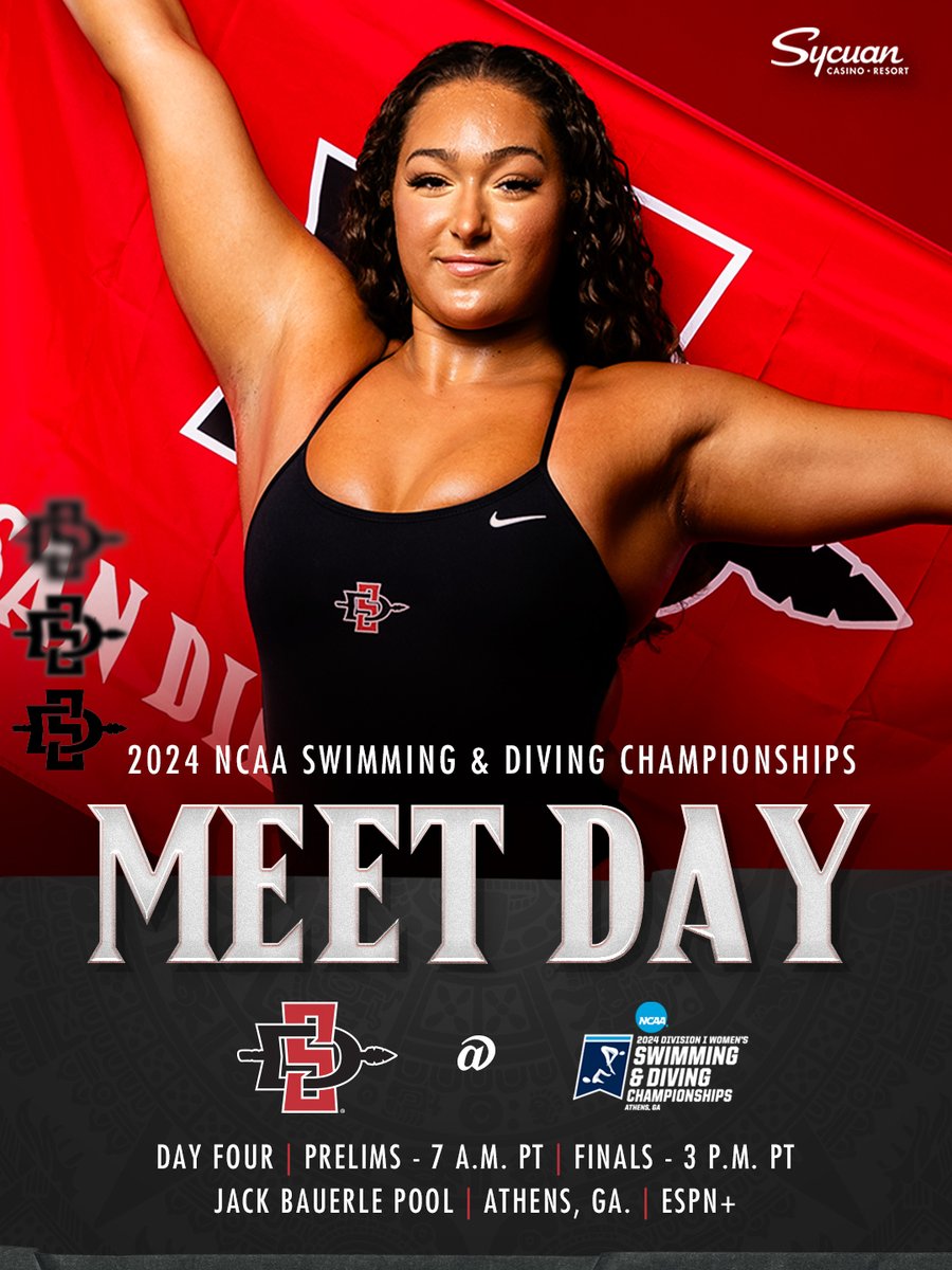 Looking to leave it all in the pool on the final day of the NCAA Championships! #GoAztecs Williams - 200 breast Roberts - 200 back 📺 Prelims ($): tinyurl.com/2me46623 📺 Finals ($): tinyurl.com/dym68pud 📊 Results: tinyurl.com/mr4a4uzb
