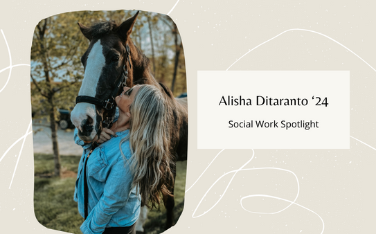 goannamaria's tweet photo. Alisha Ditaranto '24 is a BSW student who has big dreams of opening her own Equine Therapy facility and at the age of 38, this mother of two is achieving them! https://t.co/VGKwAOVjqi #SWMonth https://t.co/j0xYyqh9jH