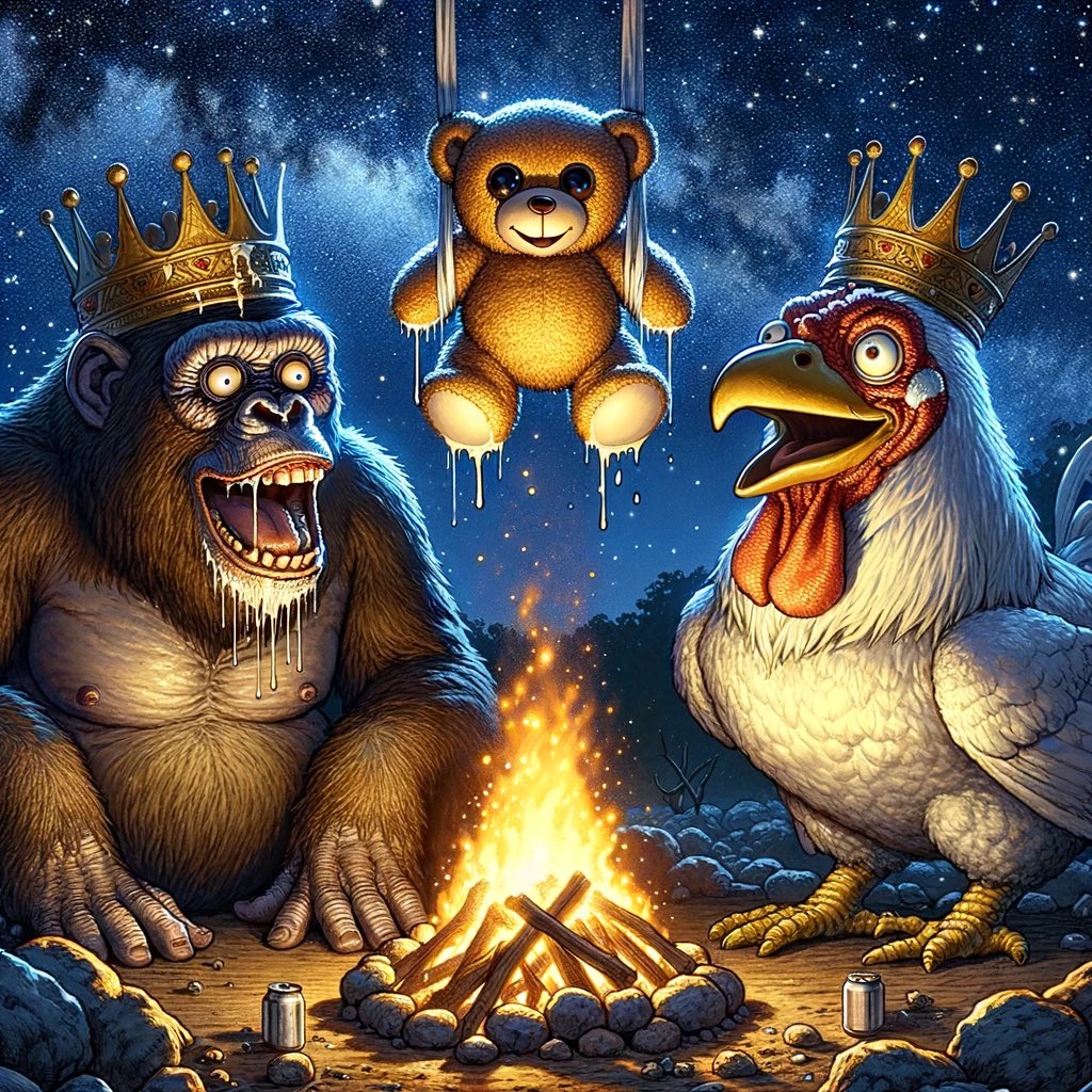 KongCoq's tweet photo. Time to eat de bears…. 
$Kong 🦍 and $Coq 🐓 about to feast. https://t.co/U4nN0hiPY1