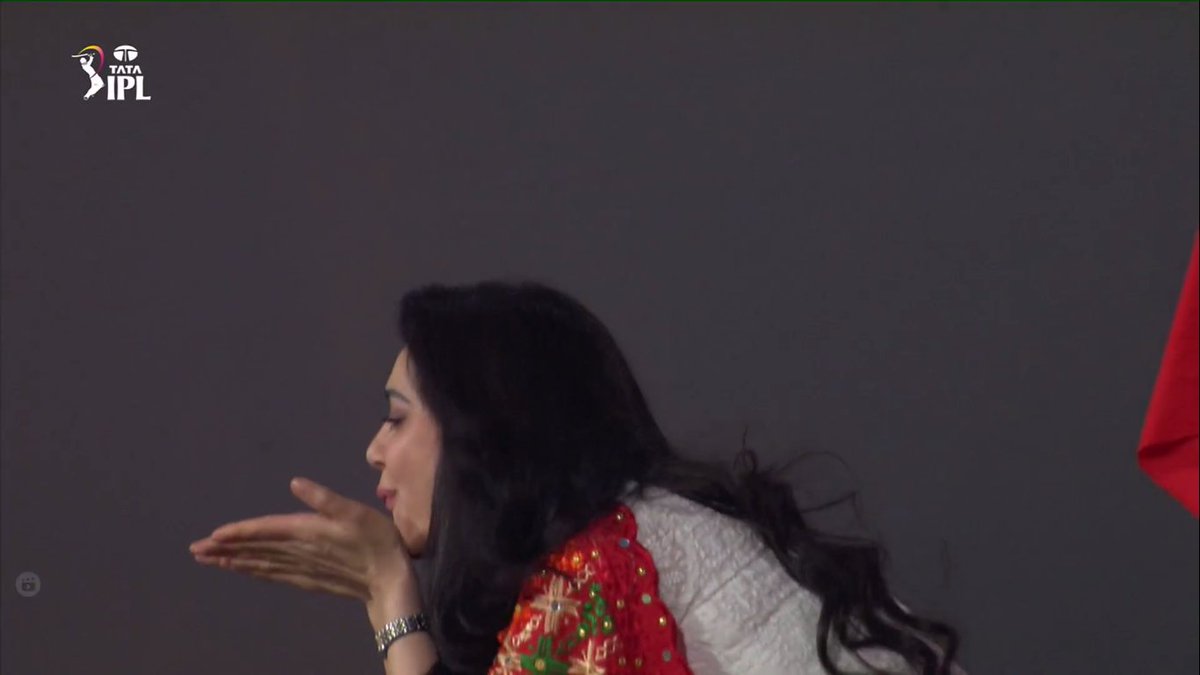 A flying kiss by Preity Zinta after the win.