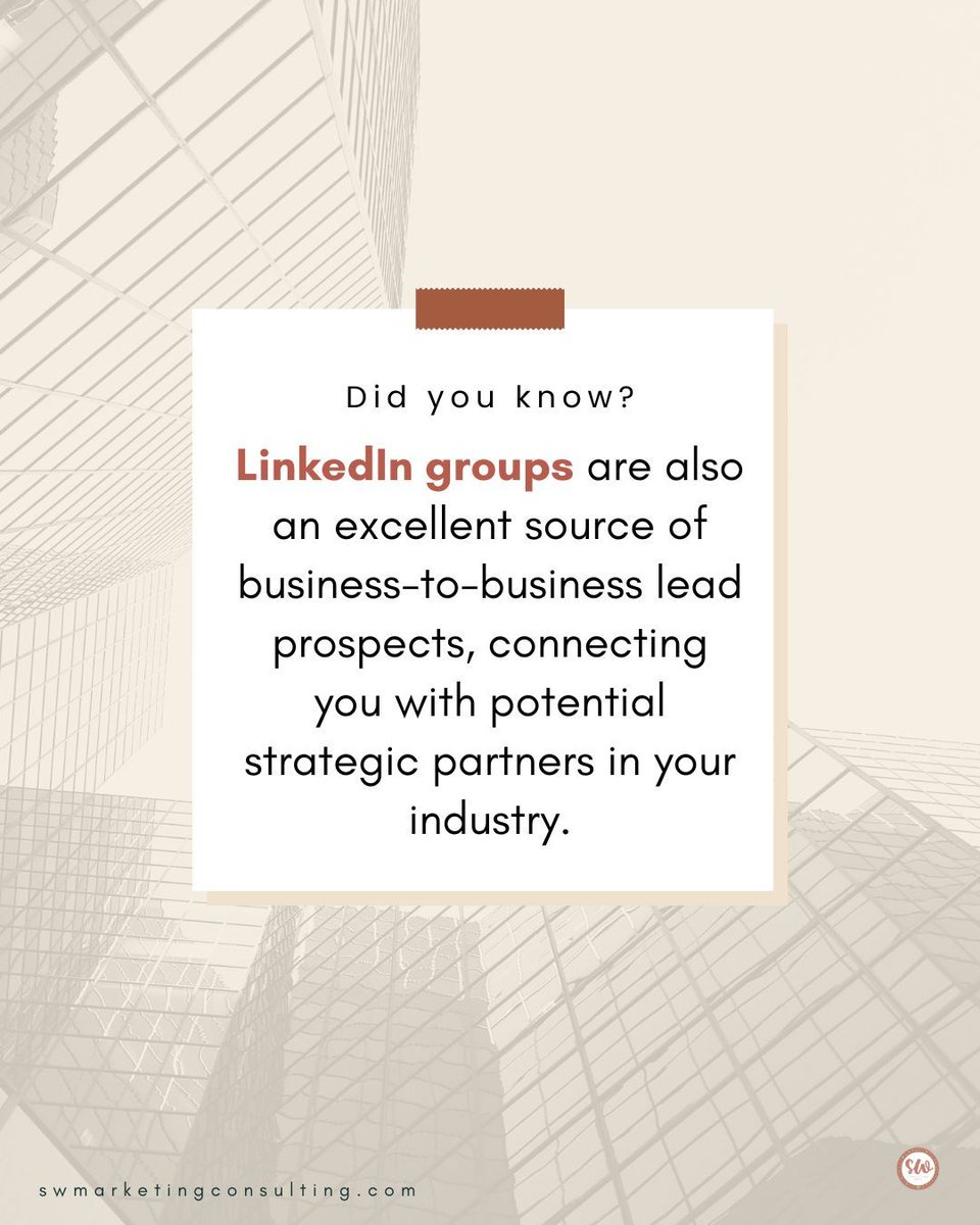 SWMarketingLV's tweet image. Unlock collaboration on LinkedIn! 💼 

Connect with potential partners in your industry and turn discussions into collaborations. 🚀 

#LinkedInMagic #NetworkingNinja #DidYouKnow #swmarketingconsulting #marketingagency #bilingualmarketing #dataanalysis #strategicplanning
