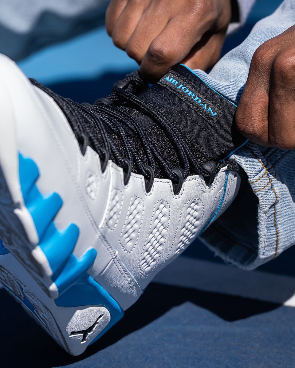 jordan 9 university blue on foot