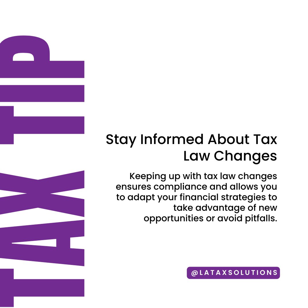 Stay ahead of the game! Keeping up with tax law changes is crucial for financial success. 💼💡 

#TaxLaw #FinancialStrategy #StayInformed #AdaptAndThrive #TaxCompliance #Tax #TaxSeason #TaxRefund #TaxProfessionals