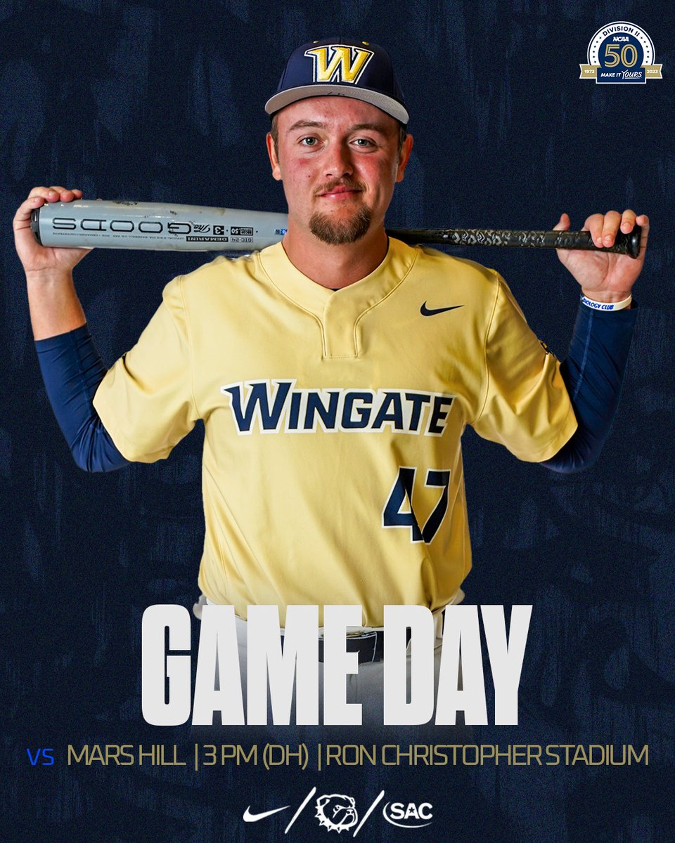 GAMEDAY for @WingateBaseball ⚾️ !! 🆚 @mhulions 📍 Wingate, NC ⏰ 3 PM (Doubleheader) 📽️ flosports.link/3LOQtbt 📊 shorturl.at/apvZ2 📰 shorturl.at/lDJR7 #OneDog #WUBSB