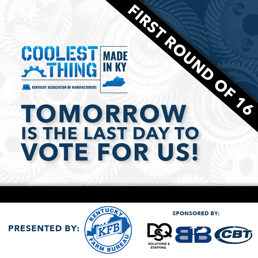 Tomorrow is the last day to vote for the BioAssemblyBot in the #coolestthingky competition. Your support has been incredible, and now's the time to make one final push. Vote today and tomorrow to help us win! Vote here: coolestthingky.com/cast-your-vote 🚀 #kymfg  #bioassemblybot