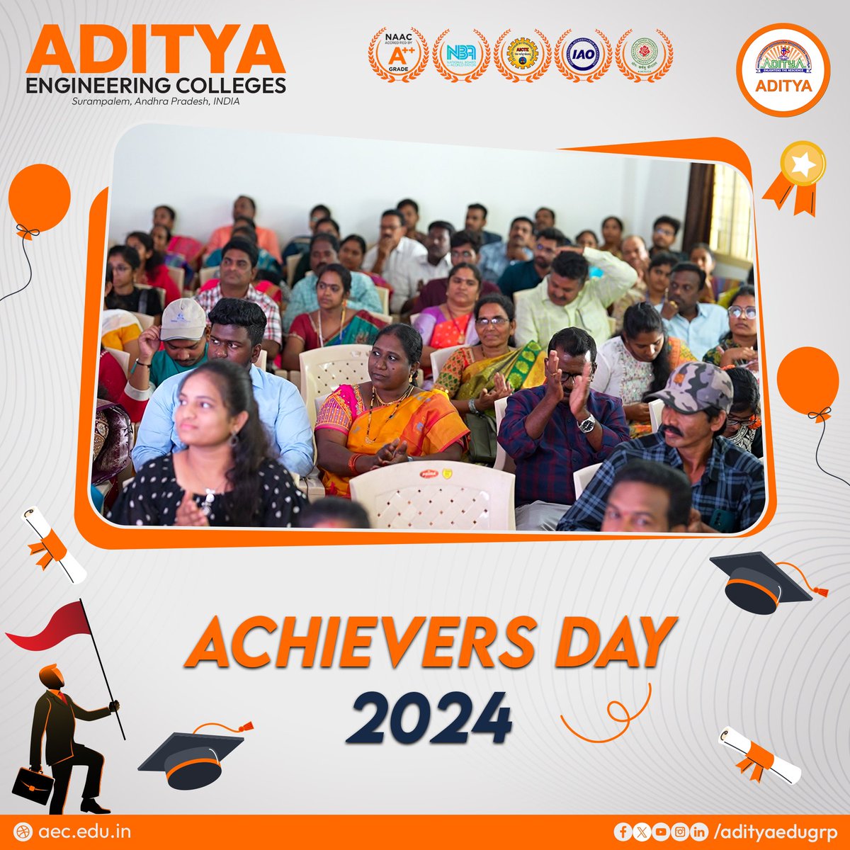 'Join us in commemorating the outstanding accomplishments of Aditya's finest on Achievers Day 2024! Let's celebrate the journey of triumph, resilience, and unwavering dedication.🎉🏆 
#Aditya #Adityans #Achieversday #Graduates #SuccessStories #AchieversDay2024