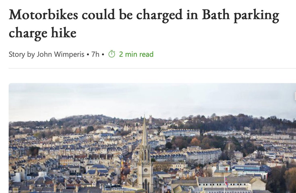 Do you ride a motorbike or moped rather than drive a car in #Bath? Think the anti-car Council will be supportive? Hard luck - the Liberal Democrats are going to start charging you to park, including overnight outside your house: msn.com/en-gb/cars/new…