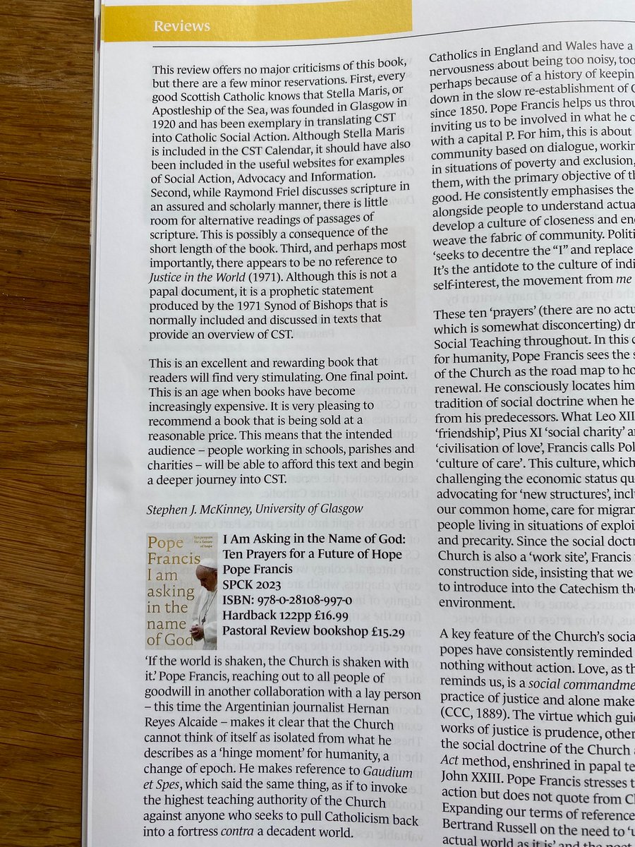 My book, Catholic Social Teaching: an introduction, has been reviewed in Pastoral Review by <a href="/StephenMcKinne8/">Professor Stephen McKinney</a> and I survived!

“This is an excellent and rewarding book that readers will find very stimulating.”

<a href="/Redemptorist/">Redemptorist Books</a> @Mccrimmons <a href="/The_Tablet/">The Tablet</a> <a href="/AshleyB45738837/">Ashley Beck</a> <a href="/CaritasEuropa/">Caritas Europa</a>