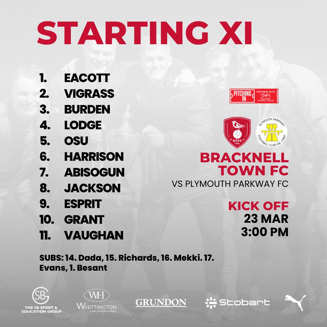 Here’s your Town side to take on @PlymouthPFC on @nonleaguedayuk A first start for Academy Graduate Ralph Vigrass as well as a return to the side for Jordan Esprit and Joe Grant. A first appearance on the bench for Dara Dada! #TOGETHERBTFC #COYR