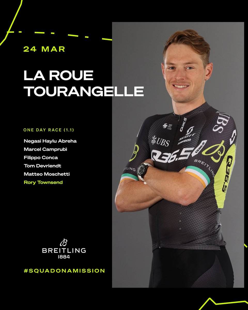 In France, this is our six-strong #SquadOnAMission that will take on @rouetourangelle featuring defending champion @Rory_Townsend1 - @NegasiHaylu4 🇪🇹 - @marcelcampru 🇪🇸 - @Filippo_Conca 🇮🇹 - @TomDevriendt 🇧🇪 - @moschettiteo 🇮🇹 - @Rory_Townsend1 🇮🇪