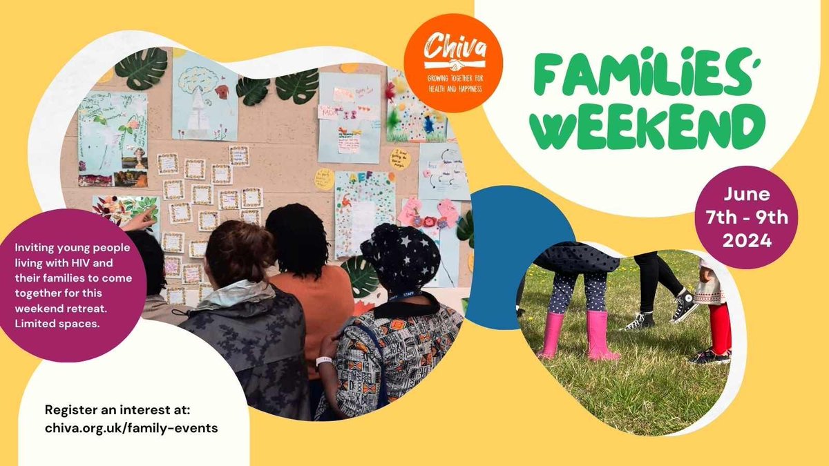 If you work with children or young people living with HIV, please encourage their families to apply for our next Families’ Weekend. A life changing opportunity to connect with other families in a safe, supported space for a weekend retreat in Oxfordshire. chiva.org.uk/parents/family…