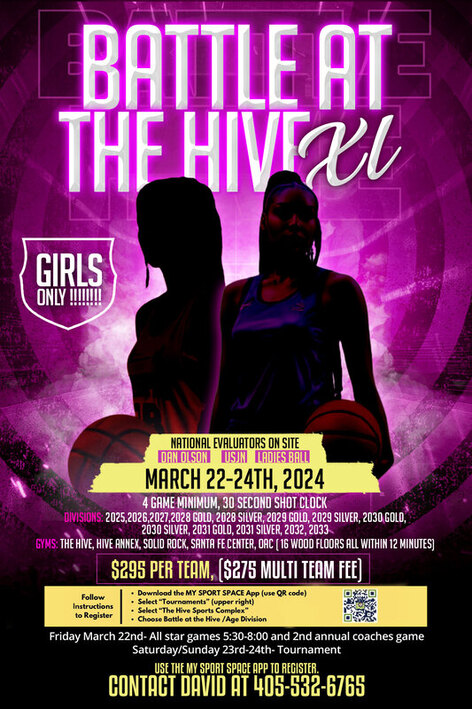 Game Time❗2024 Battle at the HIVE tips at 8:30. Good luck to the 108 teams getting ready to HOOP❗