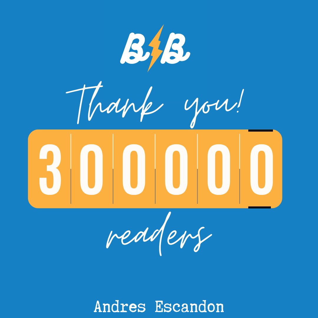 EscandonBlog's tweet image. ⚡️300,000 readers on @BB_Chargers ! Thanks for your support 🙌🏻