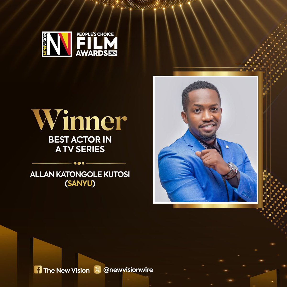 Congratulations @AllanKutos upon winning the award for Best Actor in a TV series (Sanyu) at the New Vision people’s choice Awards. @nabwisom indeed has good taste for choice of actors. Same award was bagged last year by the same. Really deserving! @newvisionwire @ikonawards