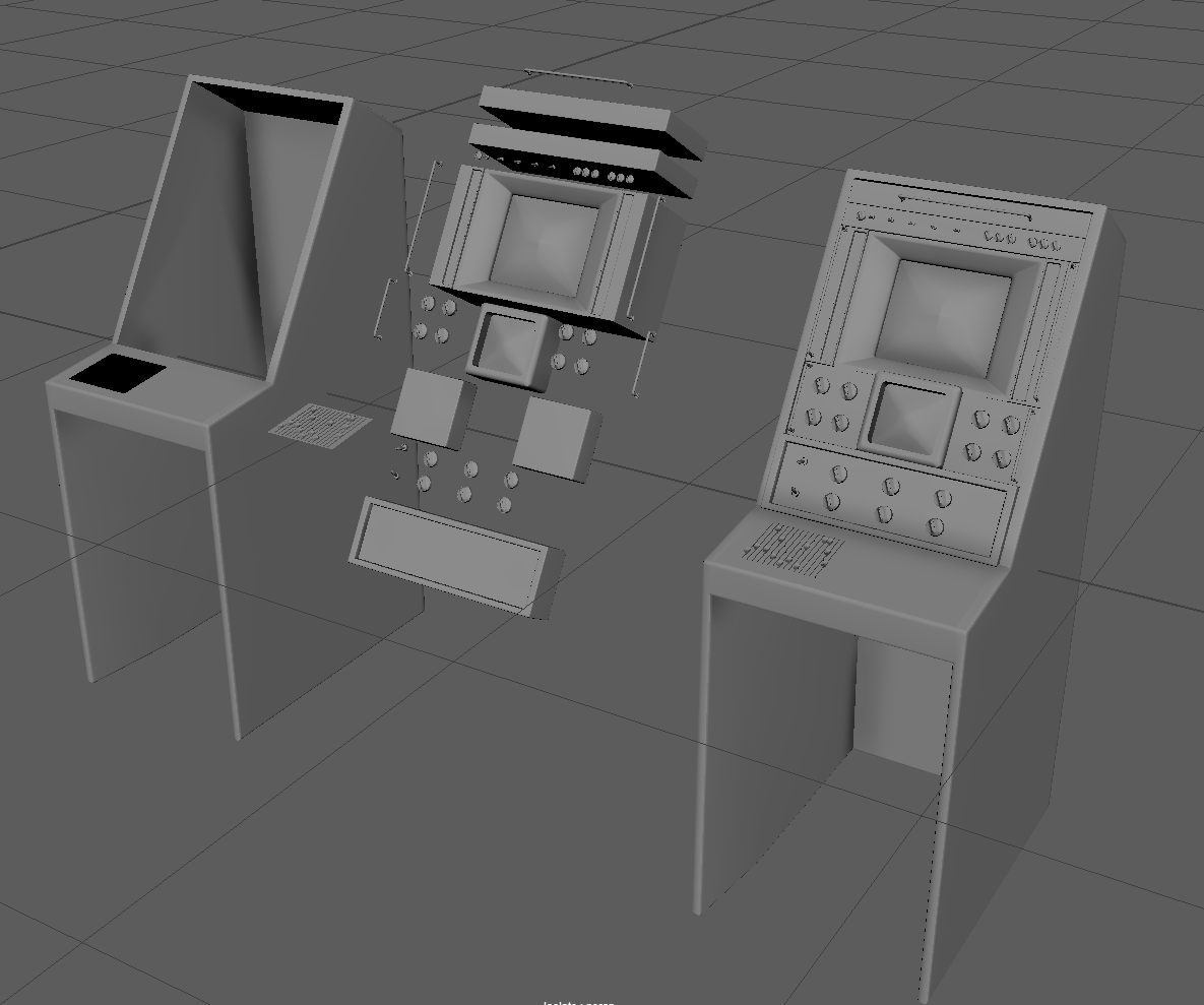 J_Lee_Design's tweet image. ENVIRONMENT ARTIST TIP!
"Modularity" does not just apply to buildings and stuff like that, you can use it down to small isolated props as well. All of the computers in my next scene are built out of modular pieces and kitbashed with knobs, sliders, handles, screens, gauges, etc.