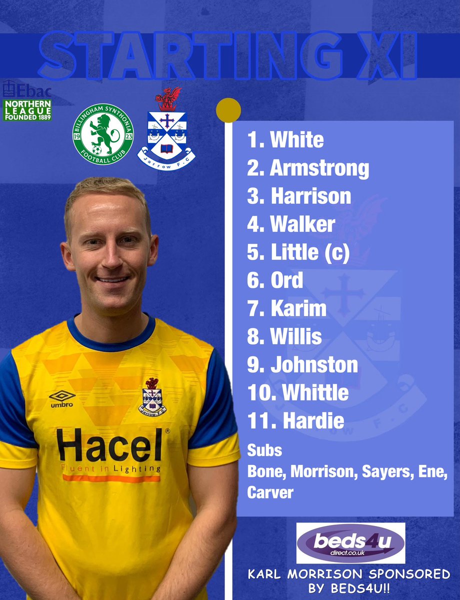 Starting x11 vs Billingham Synthonia this afternoon.