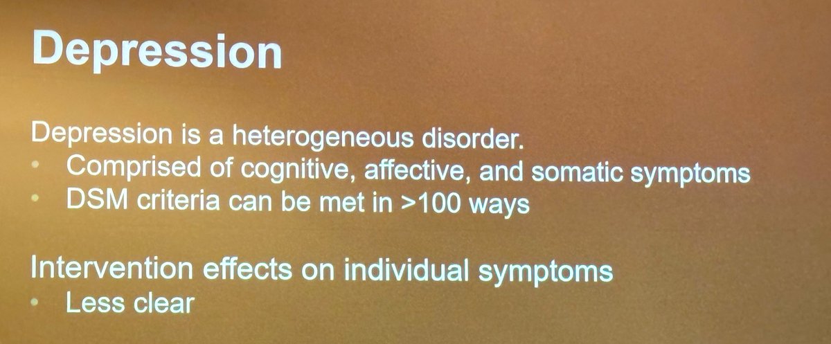 Learning today. Didn't even think that there are 100+ ways to meet criteria for depression in the DSM #APS2024UK