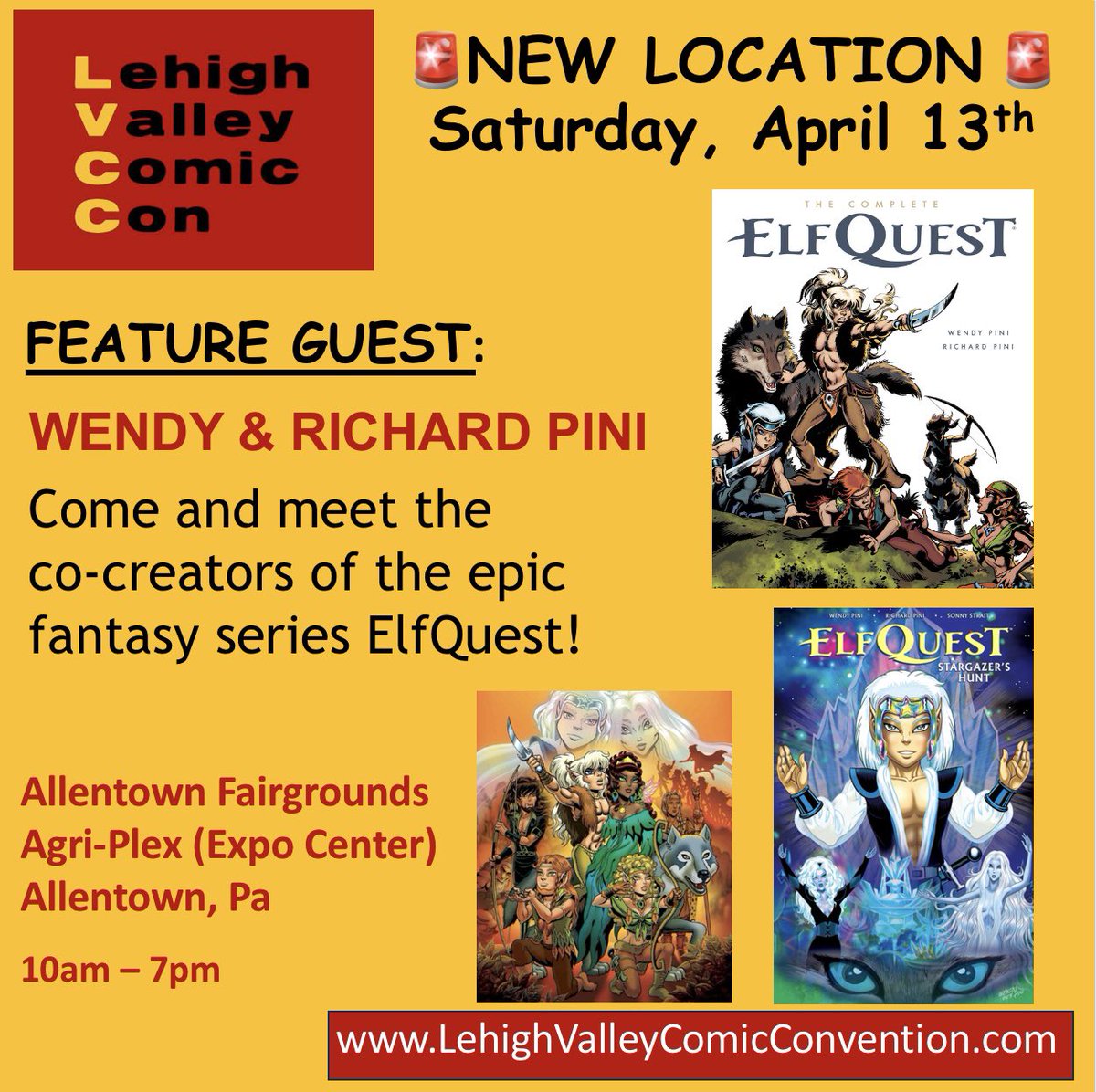 Meet the co-creators of ElfQuest in Allentown, PA!LehighValleyComicConvention.com @ElfQuestForever @ElfQuestNerd @littlesuntop @Elfquest340 @elfquest1232 @EQFanTrailer @elfquest4ever @Elfquestfan @CBNostalgia @CoolComicArt @ComicBookNOW @ircbpodcast @Comichistorians @ComicBook_Movie