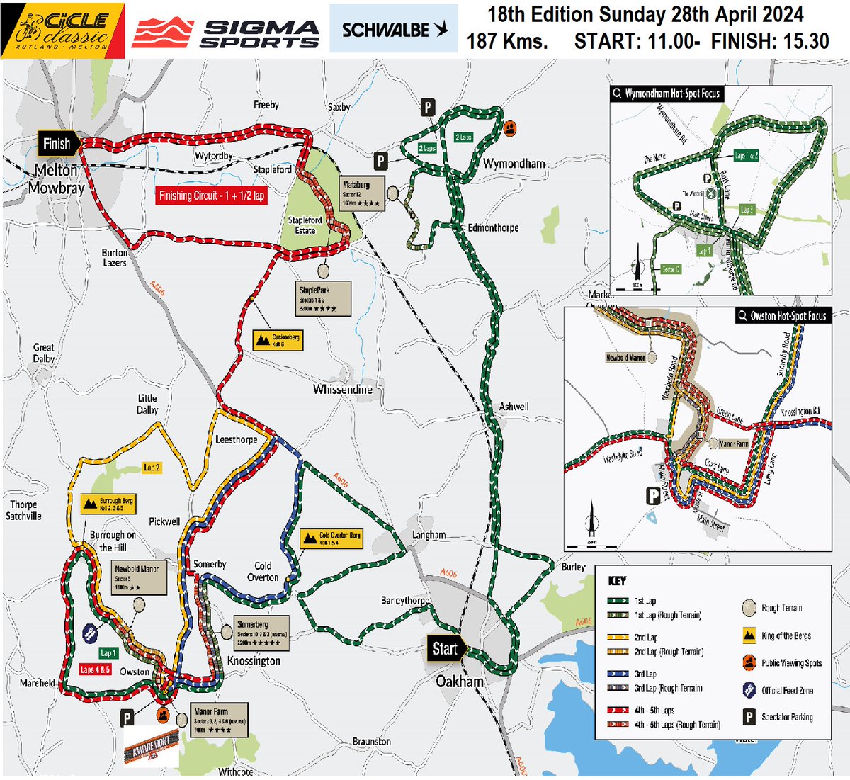 The 2024 route for the 18th Rutland-Melton @CiCLEClassic released today. Enjoy the Classics atmosphere in the heart of England. @sigmasports @SchwalbeUK @GSGClothingUK @MeltonBid @KwaremontBier @MetaltekCNC @misupplies