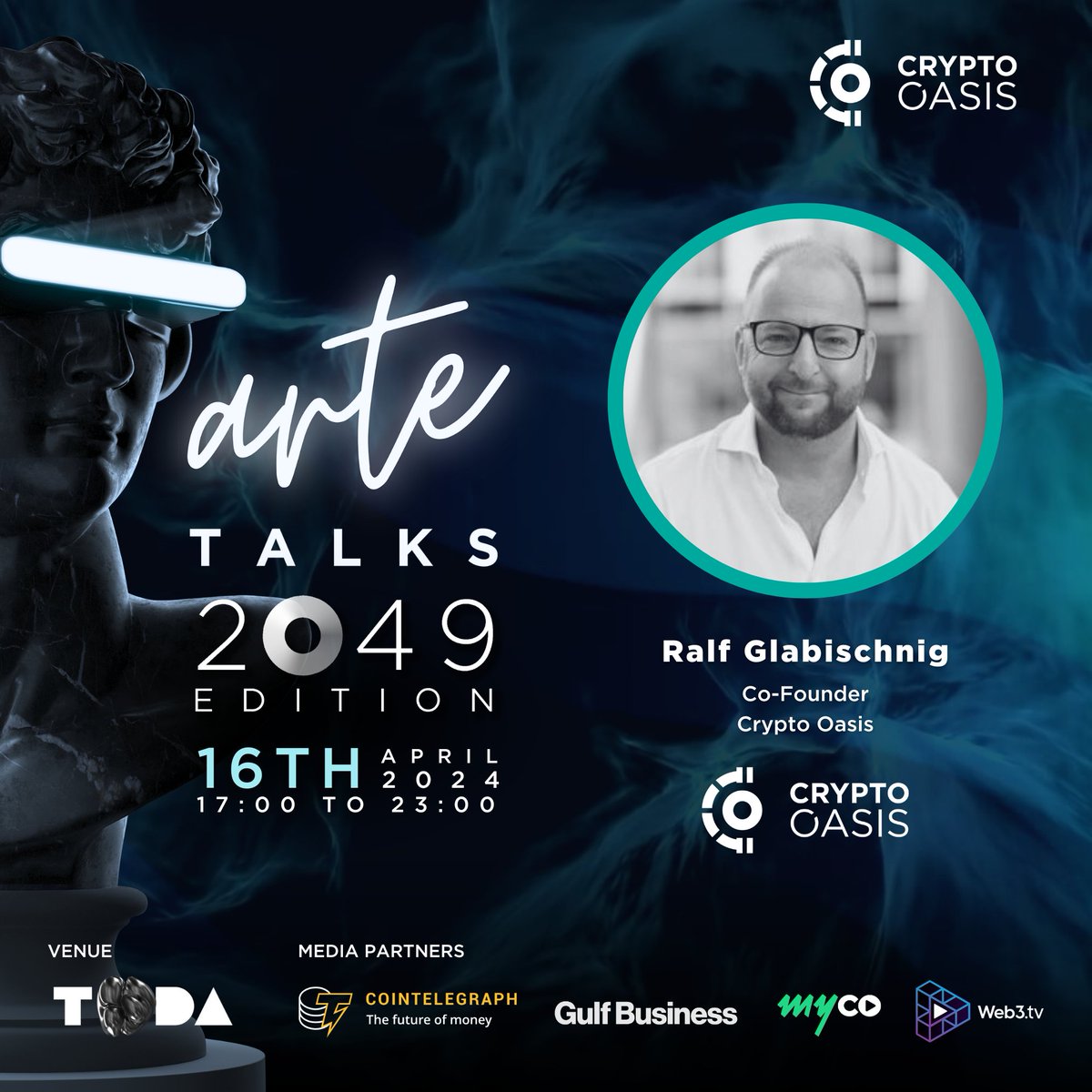 Join us at arte Talks 2049 on April 16th and discover the future of Web3 with @GLRalf, Co-Founder of Crypto Oasis. 📅 Tuesday, April 16th 📍 Theatre of Digital Art (@TODADXB) – Madinat Jumeirah, Dubai 🎟 lu.ma/arteTalks2049