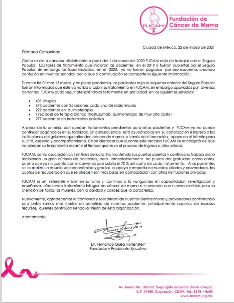 panaclo's tweet photo. México, retén en tu memoria que el FUCAM ( Fundación contra el Cáncer de Mama) dejó de recibir apoyo por parte del gobierno desde el 2021. Yo, no lo olvido 🤚 https://t.co/u6EJiGWTpg