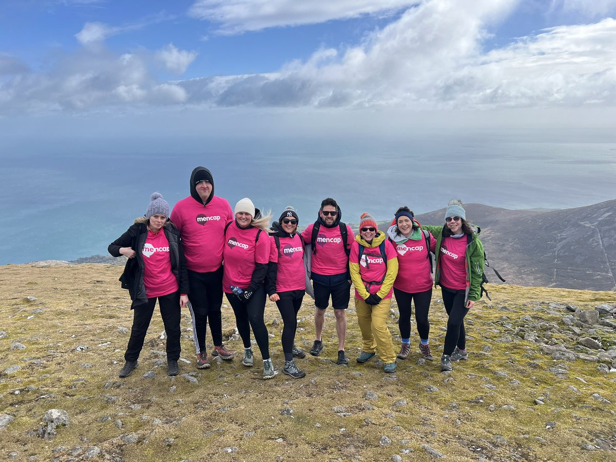 We did it!!! 40mph wind gusts, sleet, snow you name it but we made it to the top. Well done to everyone who took part in our charity walk today. We are so grateful for your support 💕 @Mencap_NI @PeterGilgunn