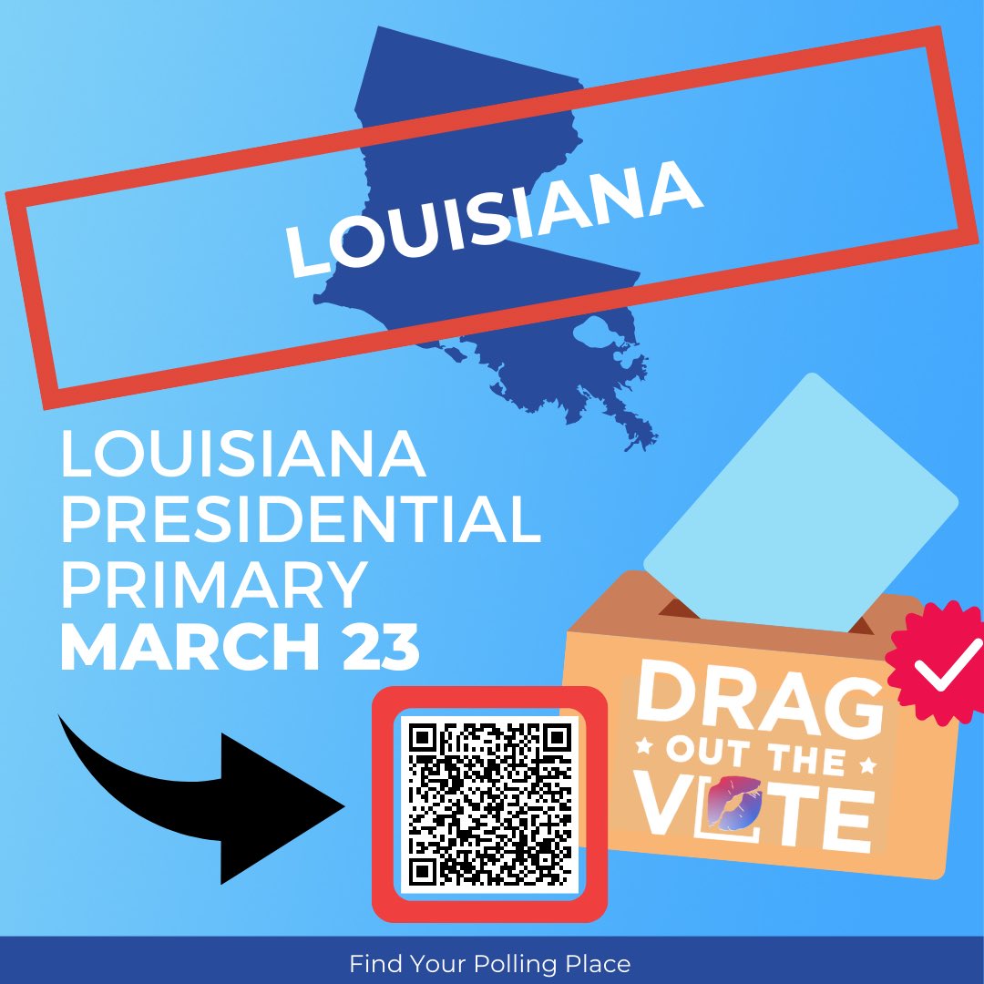 Today is the Missouri Democratic Presidential Primary as well as the Louisiana Presidential Primary. Make sure you know where your polling location is and that you make your voice heard! 🗣️ Now... Sashay to the Polls! 💃🗳️🏳️‍🌈