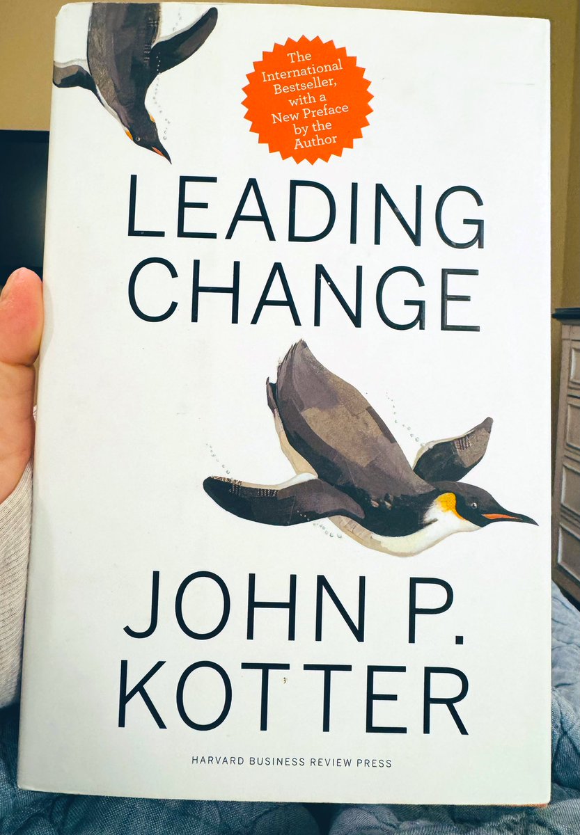 ➡️ Current Read 📖 for my 
next course, Human Resource Development, at <a href="/StetsonHatters/">Stetson Hatters</a> for Educational Leadership. 👍

I’m excited to read and create a presentation on this book 🤩       The 8 Stage process of creating change is compelling ✨ #johnpkotter #leadingchange