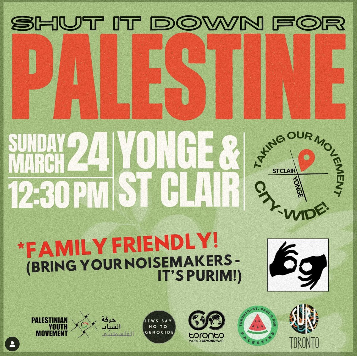 'Bring your noisemakers -- it's Purim!' Sooo, what does a Jewish holiday have to do with a march for Palestine?