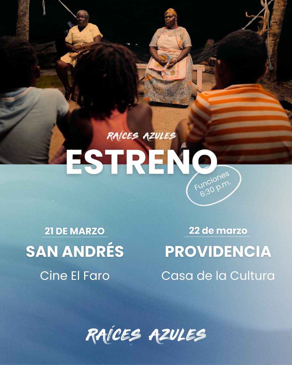 jjaguard's tweet photo. Si andan por San Andrés, pueden ir a ver la película Raíces Azules en cine hasta el 27 de marzo.
Rodada en Providencia, documental ficción. #Mar, #tradición y #magia.
#sanandrésyprovidencia #cinelocal #arteraizal https://t.co/A3hVTuGGDd